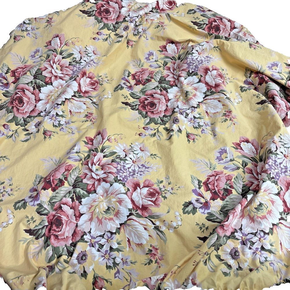 Vintage Ralph Lauren Sophie Brooke FULL Fitted Sheet Floral Yellow Cottage Chic